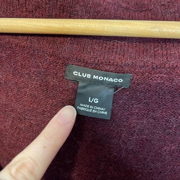 Club Monaco Off The Shoulder Burgundy Wool Blend Sweater Size Large - Picture 2 of 9